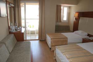 Standard double or twin with balcony, private facilities (bath), and half board